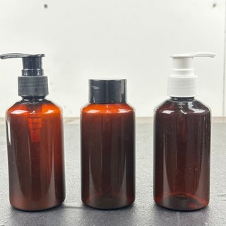 Lọ chiết, chai dầu gội , chiết mỹ phẩm nhựa nâu 150ml nắp nhựa các loại