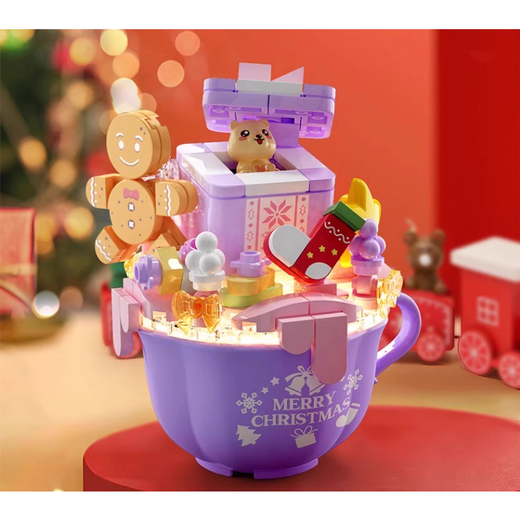 Đồ Chơi Lắp Ghép Noel Cupcake Mini SEMBO Có Cây Thông / Bánh Gừng / Ông Già Noel Có Đèn Siêu Dễ Thương