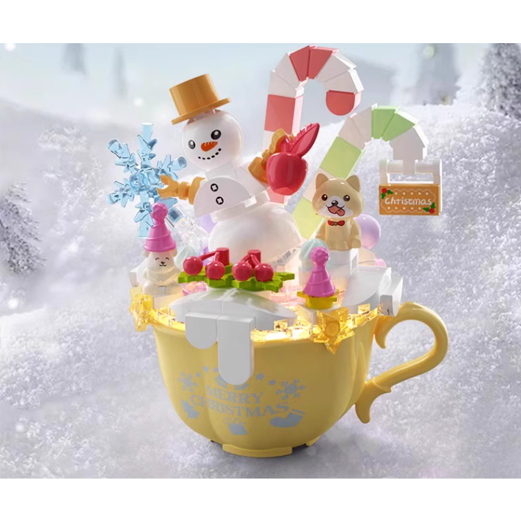 Đồ Chơi Lắp Ghép Noel Cupcake Mini SEMBO Có Cây Thông / Bánh Gừng / Ông Già Noel Có Đèn Siêu Dễ Thương