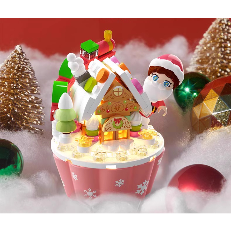 Đồ Chơi Lắp Ghép Noel Cupcake Mini SEMBO Có Cây Thông / Bánh Gừng / Ông Già Noel Có Đèn Siêu Dễ Thương