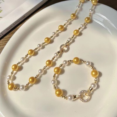 Bộ Chuỗi Cổ Và Vòng Tay Ngọc Trai Mix Hạt Nhiều Kích Thước Sang Trọng, Trẻ Trung - Ngọc Trai Trường Thịnh