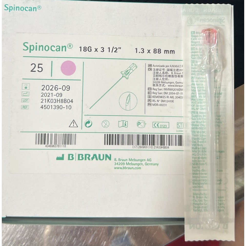 Kim chọc dò tủy sống Braun 20G 22G 25G