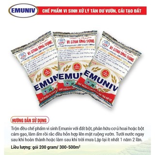 (Set 5 gói 200g) Chế phẩm Vi sinh Emuniv ủ phân hữu cơ