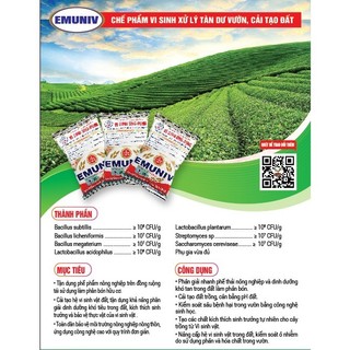 (Set 5 gói 200g) Chế phẩm Vi sinh Emuniv ủ phân hữu cơ
