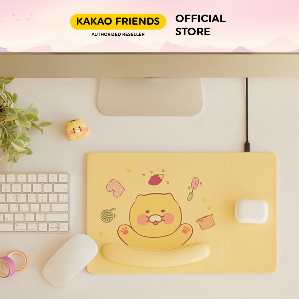 Tấm lót chuột kèm sạc không dây - có đệm tay Kakao Friends Choonsik