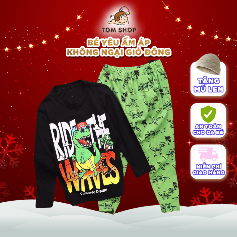 Bộ bé trai, bộ quần áo tay dài thun xịn co giãn 4 chiều không lo xù lông cho bé từ 23-57 kg