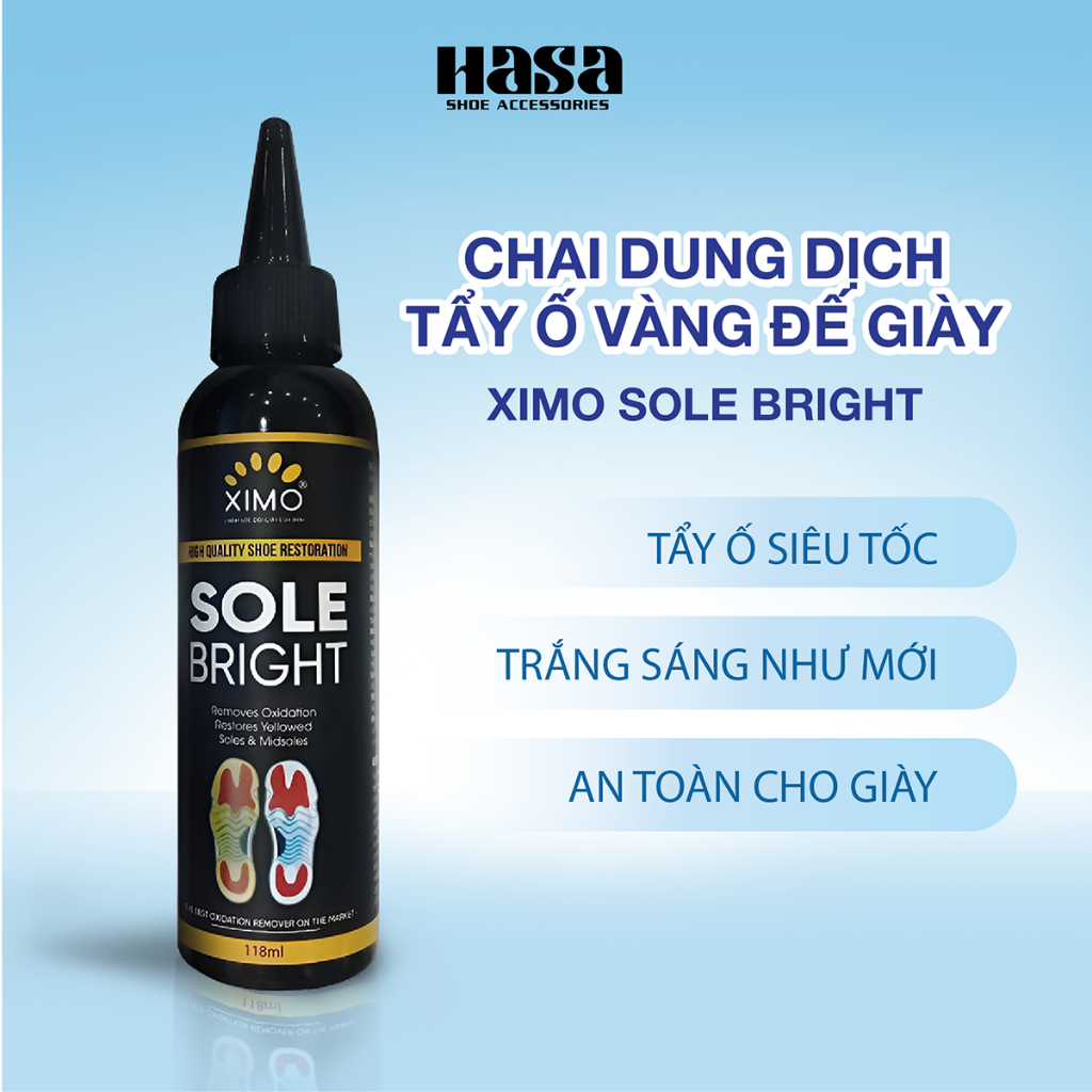 Chai Dung Dịch Sole Bright XIMO 118ml Tẩy Ố Vàng Đế Giày Và Các Chi Tiết Cao Su XI07 Chính Hãng