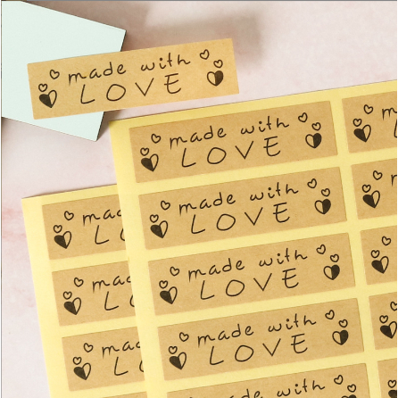 Set 10 tem dán handmade with love
