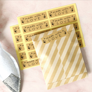 Set 10 tem dán handmade with love