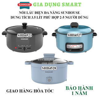 Nồi lẩu điện đa năng 3.5 lít Sunhouse SHD4523/SHD4524/SHD4527/SHD4528 - Bảo hành chính hãng 12 tháng