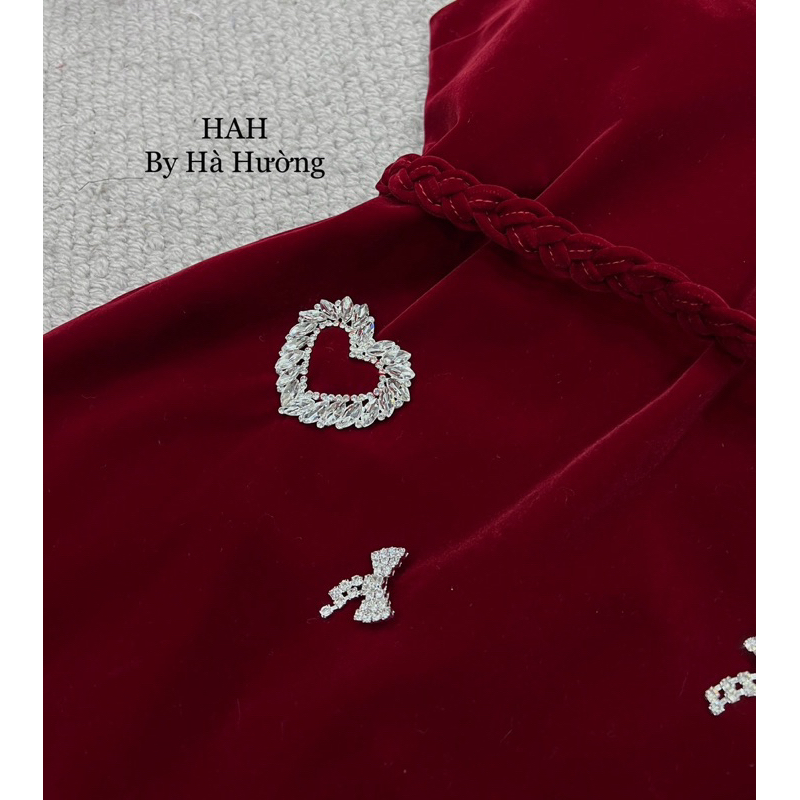 Váy Nhung 2 dây tim đá siêu xinh