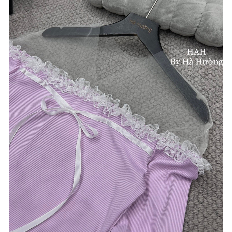 Sét áo len tăm mix chân váy nơ 2 màu