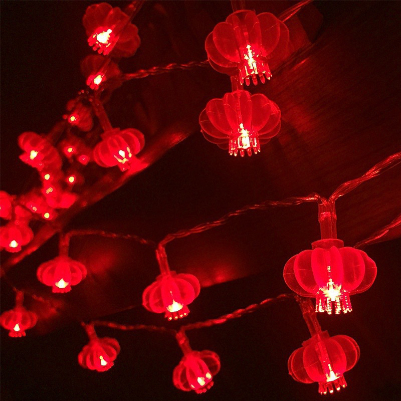 Đèn LED Trang trí hình đèn lồng nhỏ nhấp nháy cho cây đào cây quất dài 5 mét/ 10 met