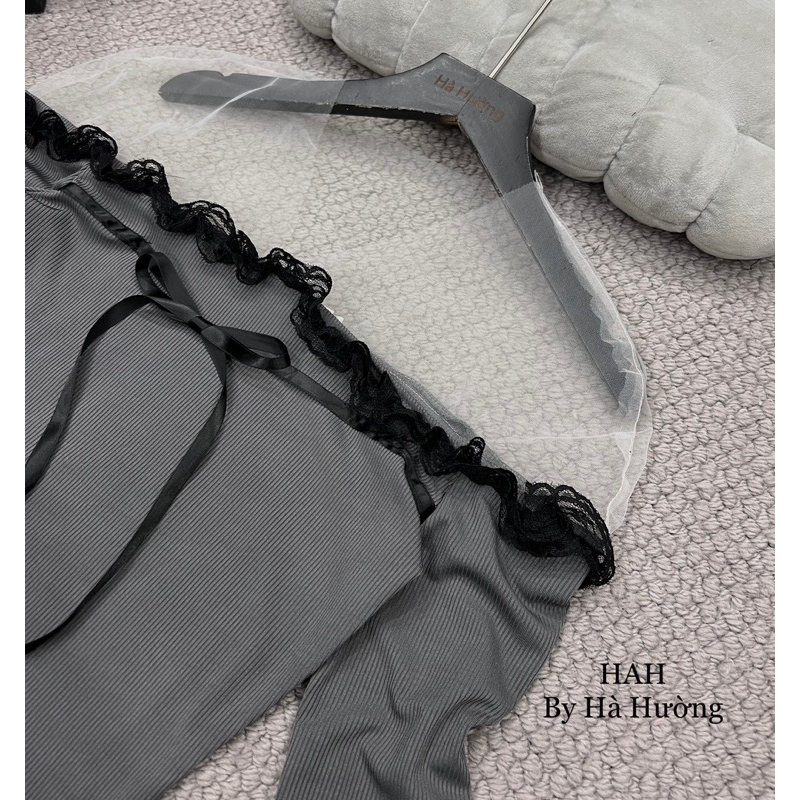 Sét áo len tăm mix chân váy nơ 2 màu