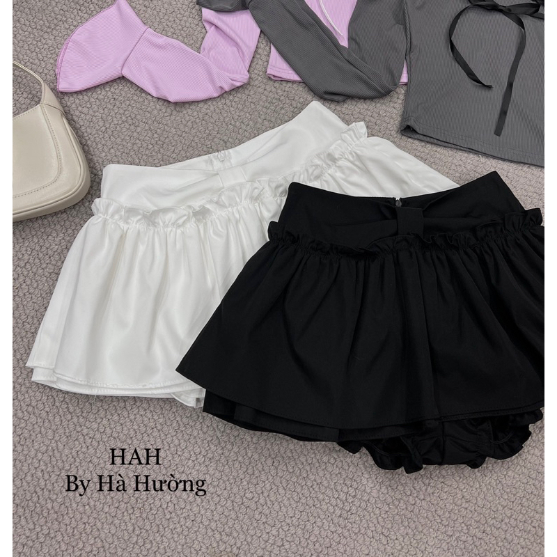 Sét áo len tăm mix chân váy nơ 2 màu