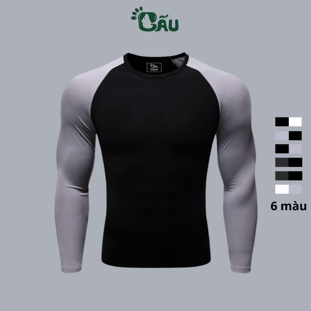 Áo giữ nhiệt thể thao nam Gấu 194 cao cấp, vải thun poly lạnh co dãn siêu tốt, form ôm slimfit - AGN Raplan Phối