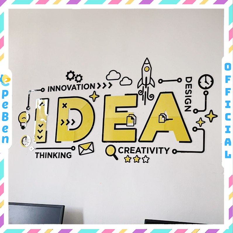Tranh mica nổi 3d dán tường Khẩu Hiệu khởi nghiệp ý tưởng start up - idea trang trí Văn Phòng, Công Ty, làm việc
