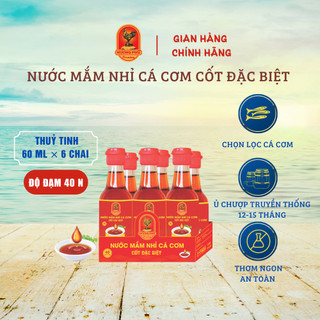 Nước mắm nhỉ cá cơm hương phú 40 độ đạm 60ml - lốc 06 chai, cốt đặc biệt