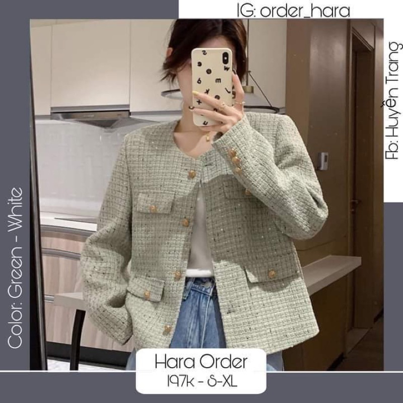 khoác dạ tweed hai lớp đứng form