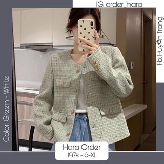 Khoác dạ tweed hai lớp đứng form