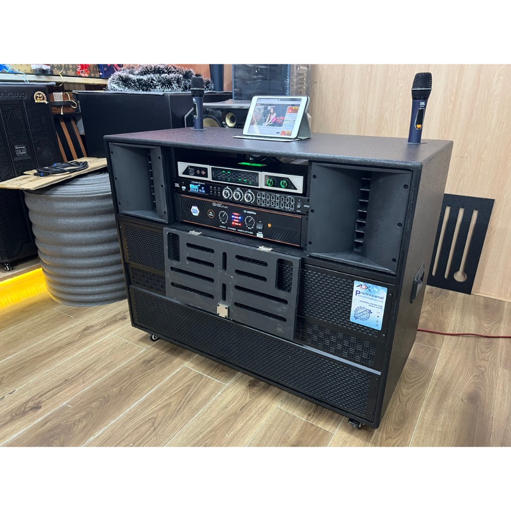 Loa kéo điện 4 tấc đối, 2 bass 40cm, 1200w, BH 12 tháng