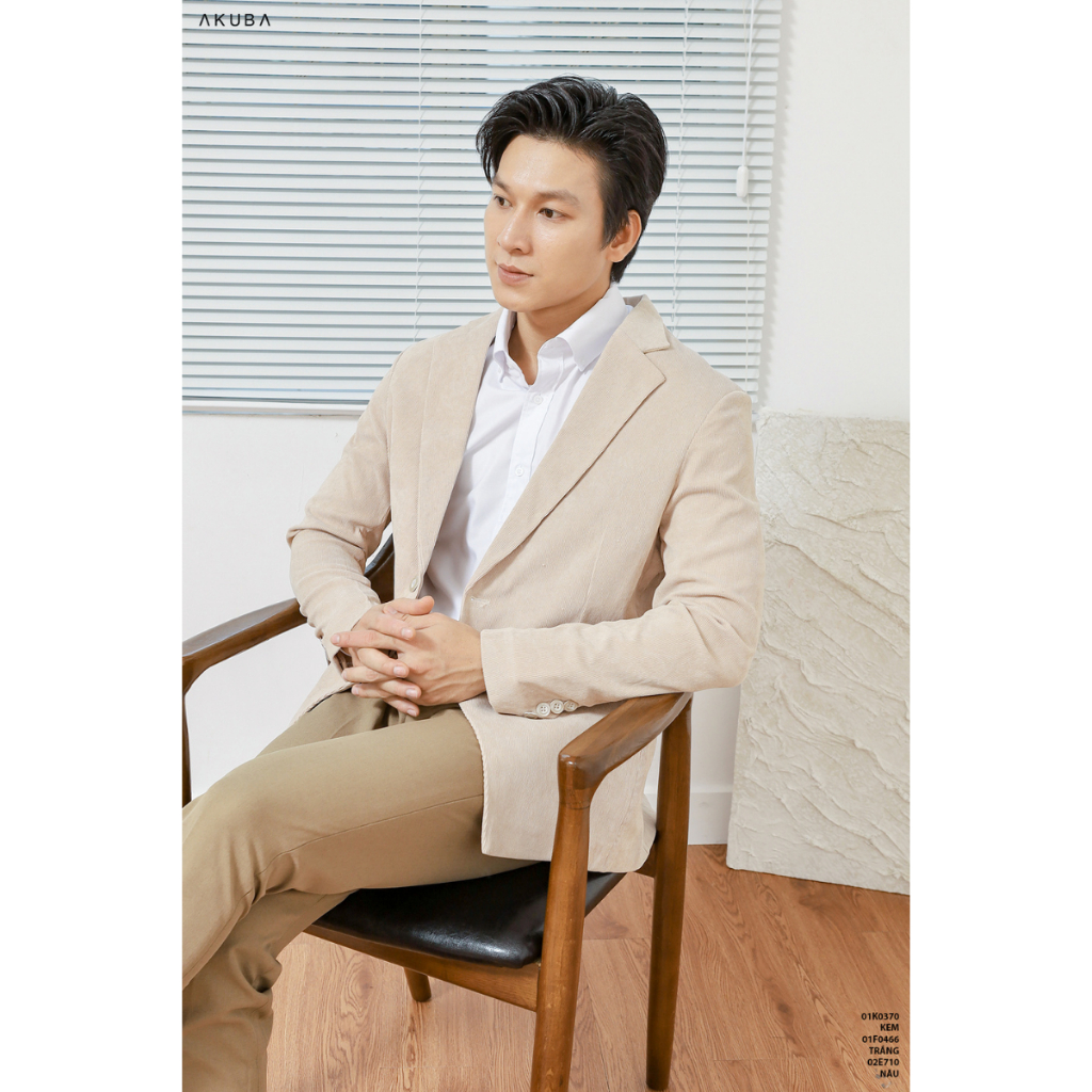 Áo khoác blazer nam AKUBA form skinny, ít nhăn, đứng form, áo vest nam phong cách Hàn Quốc 01K0370