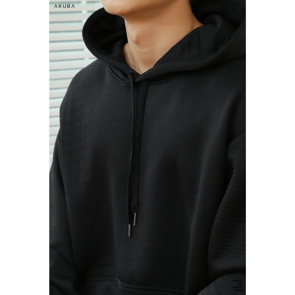 Áo khoác hoodie trơn nam AKUBA, form oversize, chất liệu nỉ dày dặn, bền màu 01J0537