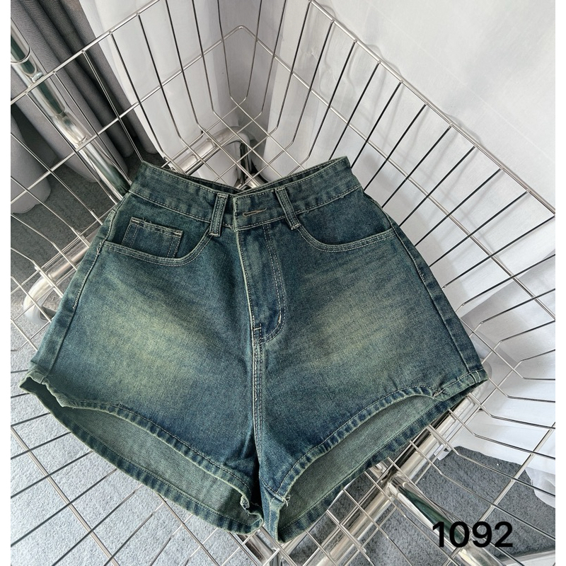 Quần Short Jean Nữ Fom Chữ A Khoét Cao Viền Bigsize Từ 55kg đến 90kg MS1092