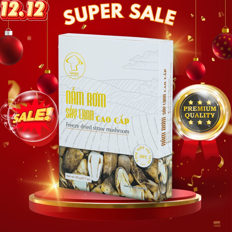 Nấm rơm sấy lạnh nguyên chất Anvies, nấm rơm sấy sạch nấm hữu cơ thơm ngon dinh dưỡng sạch tự nhiên hộp 50g
