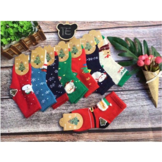 Vỉ 10 đôi tất noel cổ cao cho bé
