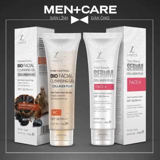 Bộ serum đẹp da mặt nhau thai cừu 100ml và gel rửa mặt sinh học collagen+ 100ml langce cho nam