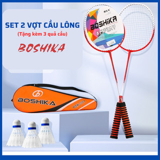 Bộ 2 cây vợt cầu lông boshika kèm túi đựng + 3 trái cầu lông , vợt cầu lông zhibo mẫu mới