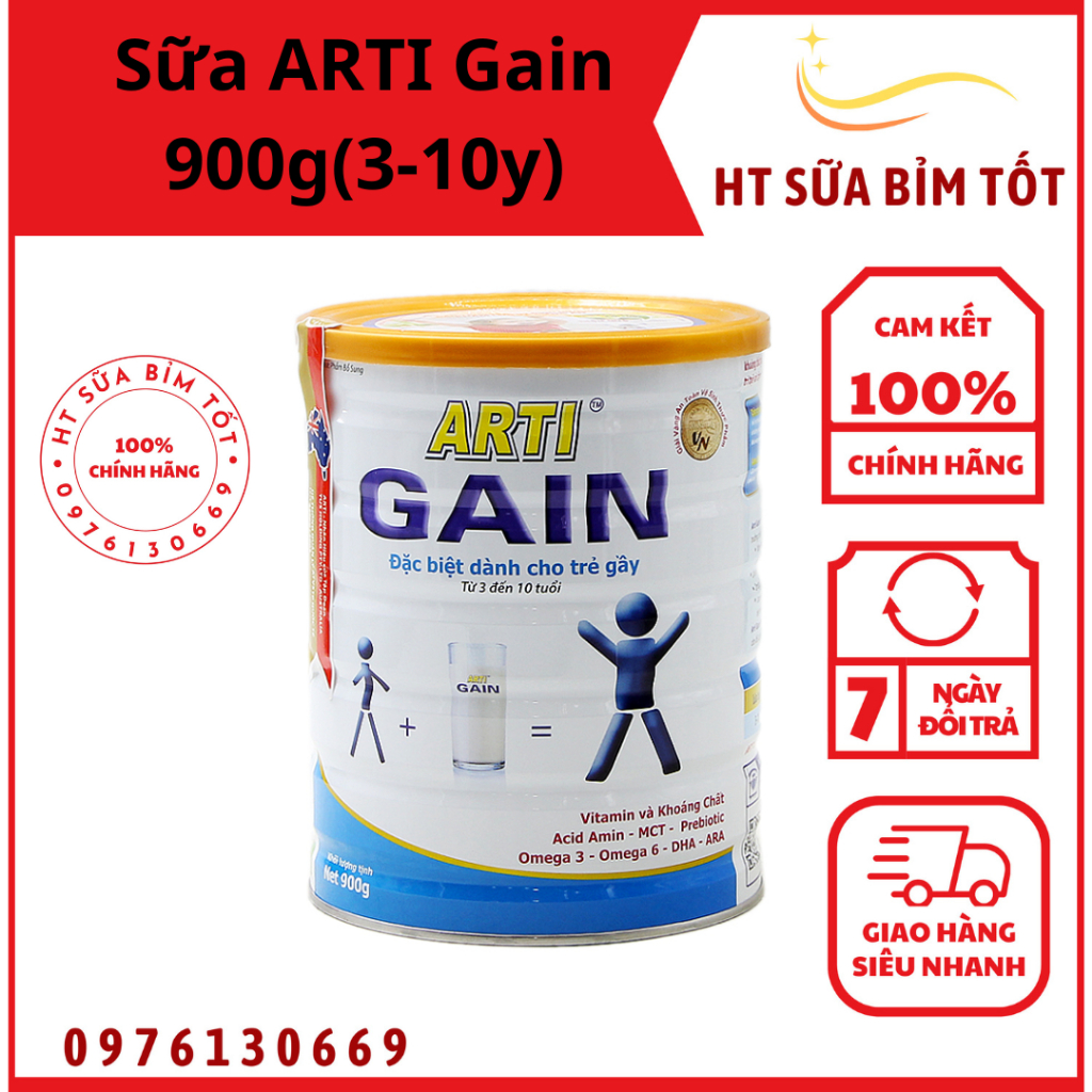 Sữa ARTI Gain 900g ( HÀNG CHÍNH HÃNG DATE MỚI )( dành cho 3-10 tuổi )