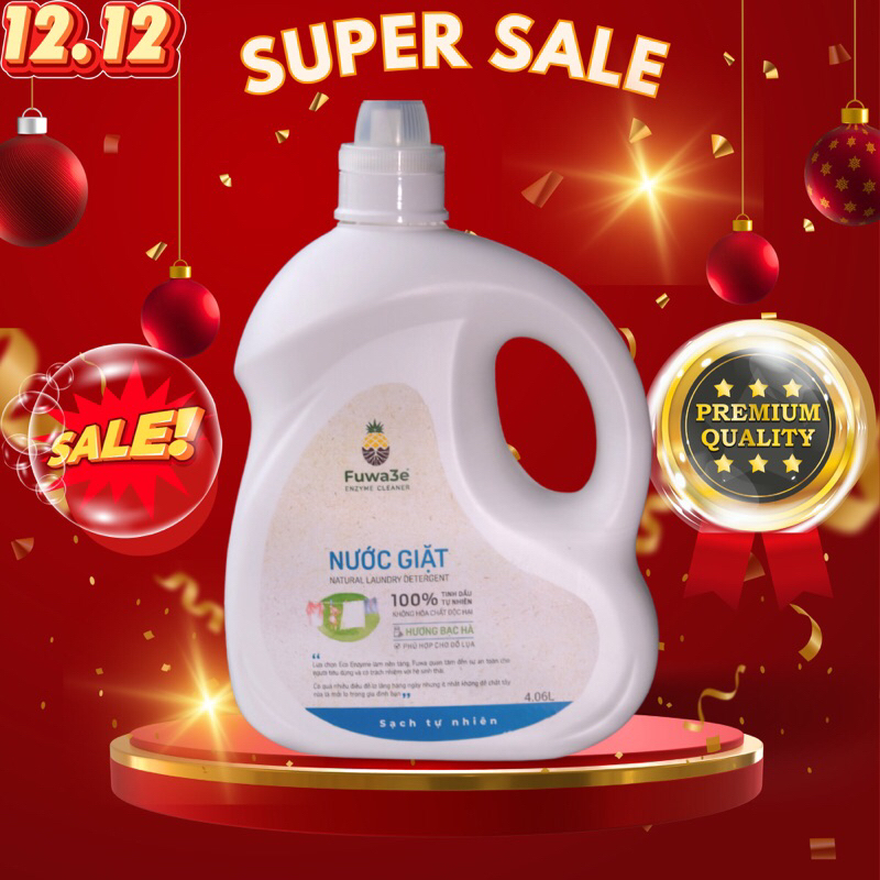 Nước giặt hữu cơ Fuwa3e chuyên giặt lụa hương bạc hà 4L an toàn cho bé giặt sạch bụi bẩn an toàn giặt đồ lót hiệu quả