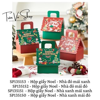 Hộp giấy Noel - Nhà đỏ mái xanh, mái đỏ