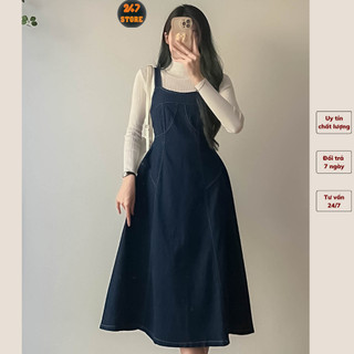 Váy jeans hai dây lưng chun dáng xòe tôn dáng 247store Yemjean634/P0K11