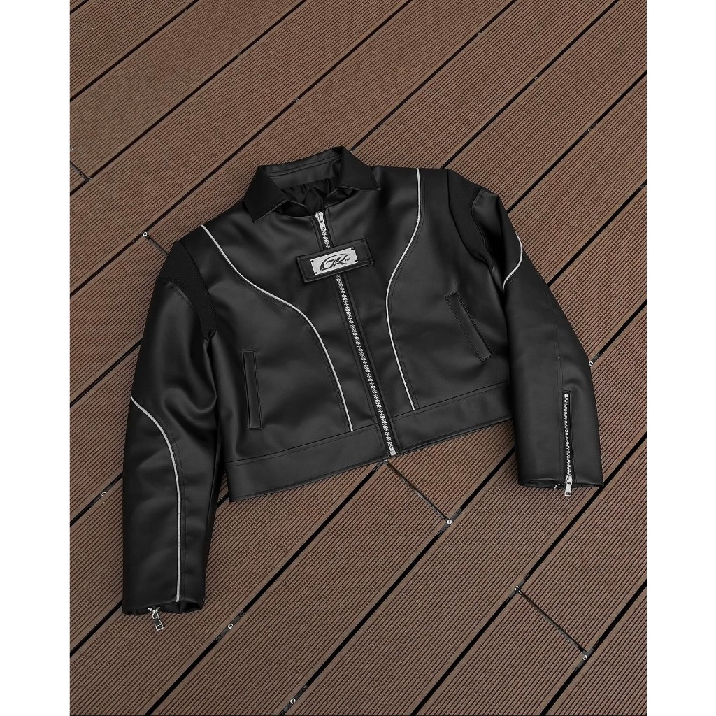 Áo khoác da CROP JACKET RACE LINE ( BLACK VERSION) / DKILLUMINATE