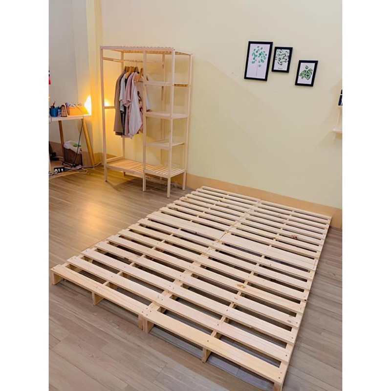 Giường Ngủ Pallet Gỗ Tự Nhiên - Giường Gỗ Chống Mối Mọt Giá Rẻ Đủ Kích Thước Chân Cao 10cm - Bảo Hành 6 Tháng