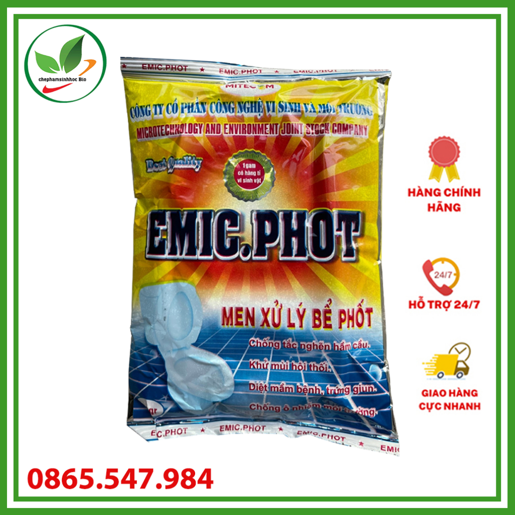 Emic phot. Men vi sinh xử lý bể phốt, xử lý hầm cầu tránh hút hầm, xử lý mùi hôi. Gói 200g