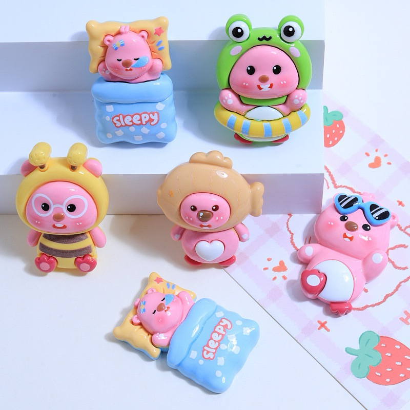 Charm LÔBY slime/  Trang Trí Hình Gấu Nhiều Chi Tiết Màu Kem Sữa Sinh Động - Giá 1 cái