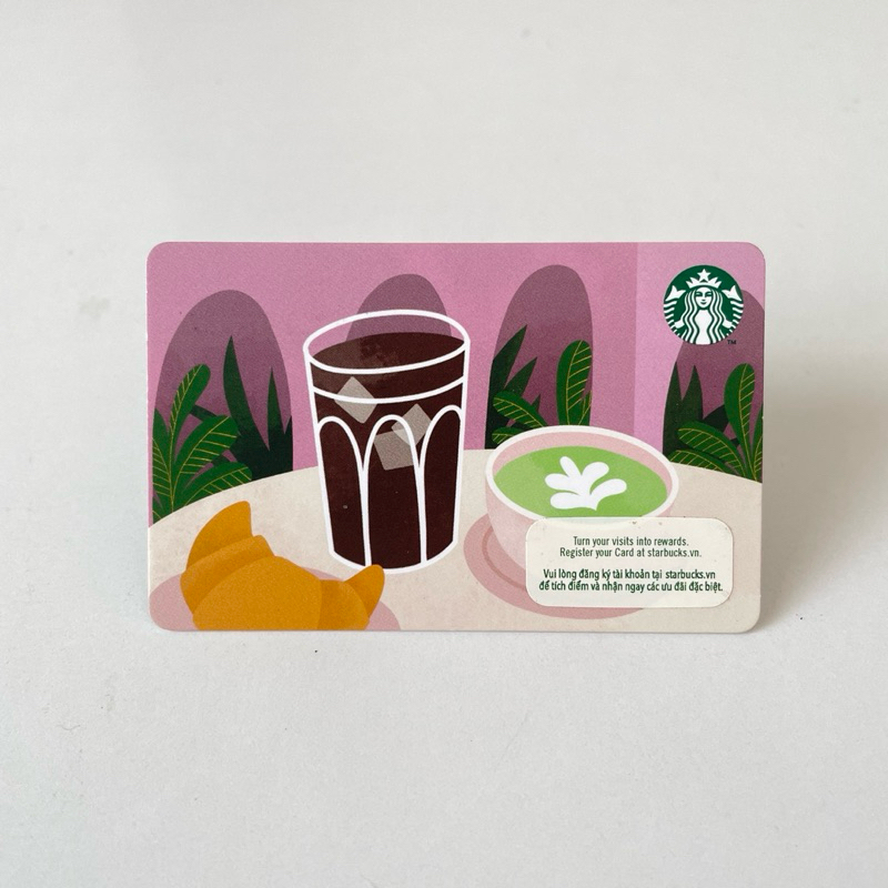 3607-15 THẺ GIẤY VN BREAKFAST COFFEE (thẻ đã sử dụng, dùng để sưu tầm) STARBUCKS CARD