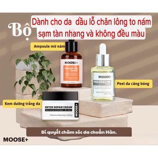 Combo cho da sạm nám: peel moose+serum nám moose+kem moose hạn dùng 2026