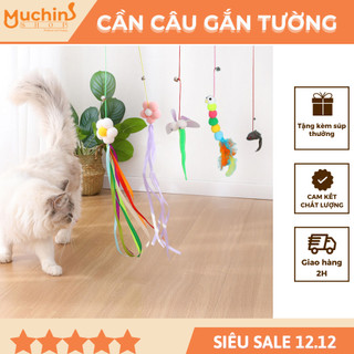 Đồ Chơi Vờn Mèo Gắn Tường Vui Nhộn - Cần Câu Gắn Tường - Giúp Mèo Vận Động Giảm Stress | Muchinshop