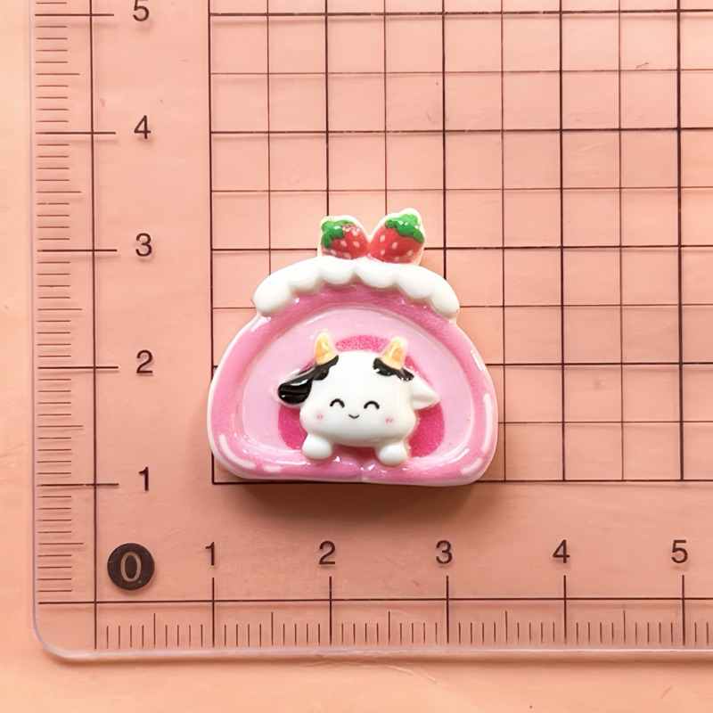 Charm (102slime/  Trang Trí Hình Gấu Nhiều Chi Tiết Màu Kem Sữa Sinh Động - Giá 1 cái