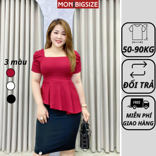 Áo bigsize nữ kiểu tà xéo dáng peplum sang trọng chất cotton mềm mịn dự tiệc đi chơi MON big size 50 - 90kg
