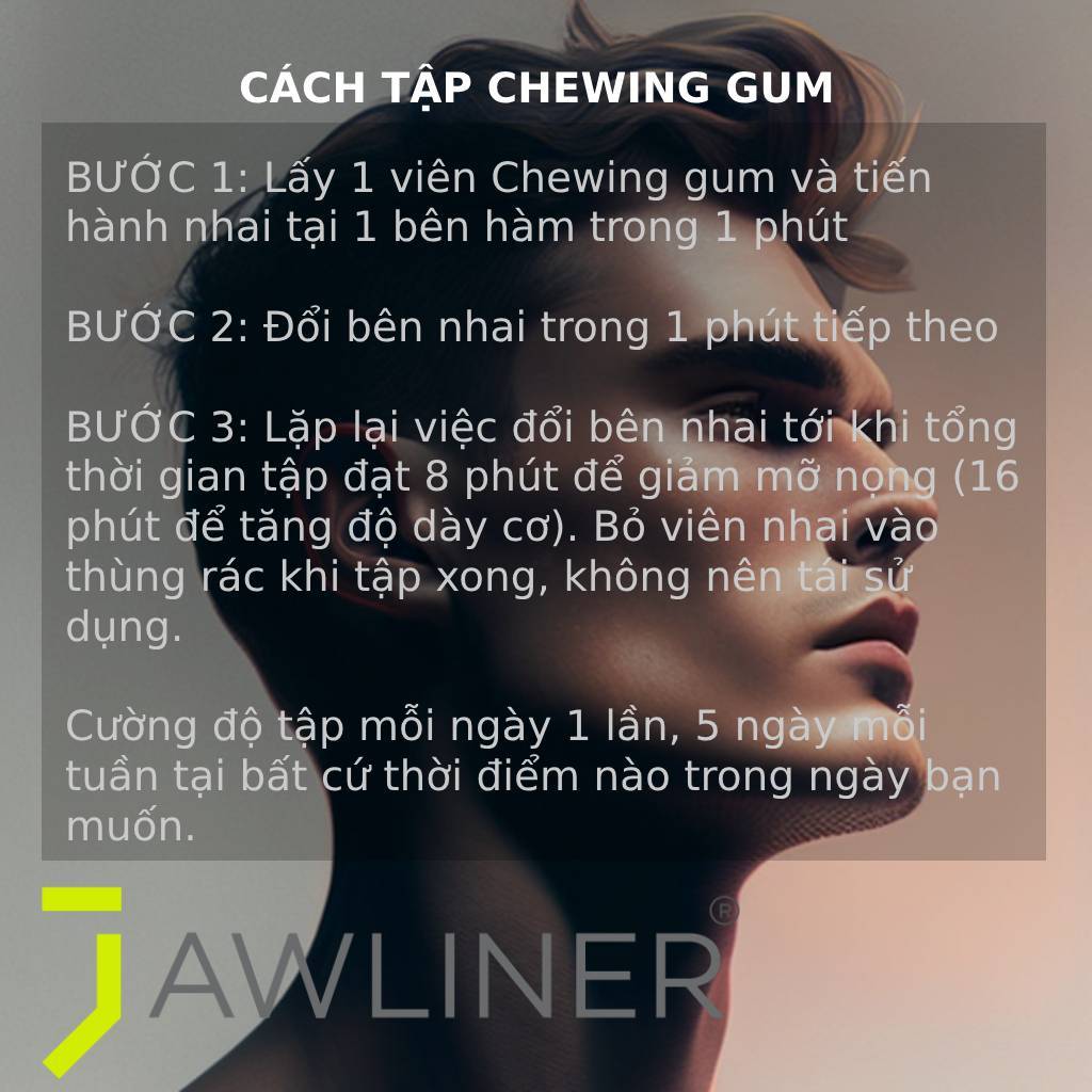 CHEWING GUM Túi 47 viên nhai tập cơ hàm giảm mỡ nọng phát triển cơ hàm, mũi và jawline, jawliner dạng singum jawliner.vn