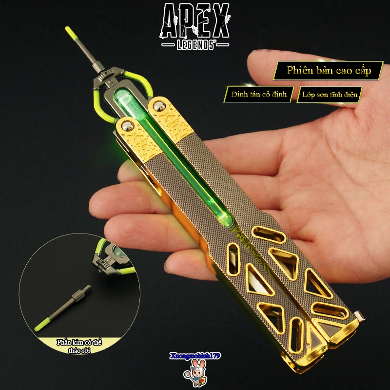 Apex Legend Mô hình Butterfly knife balisong Octane Heirloom full hợp kim 24cm kèm kệ đỡ và bao da