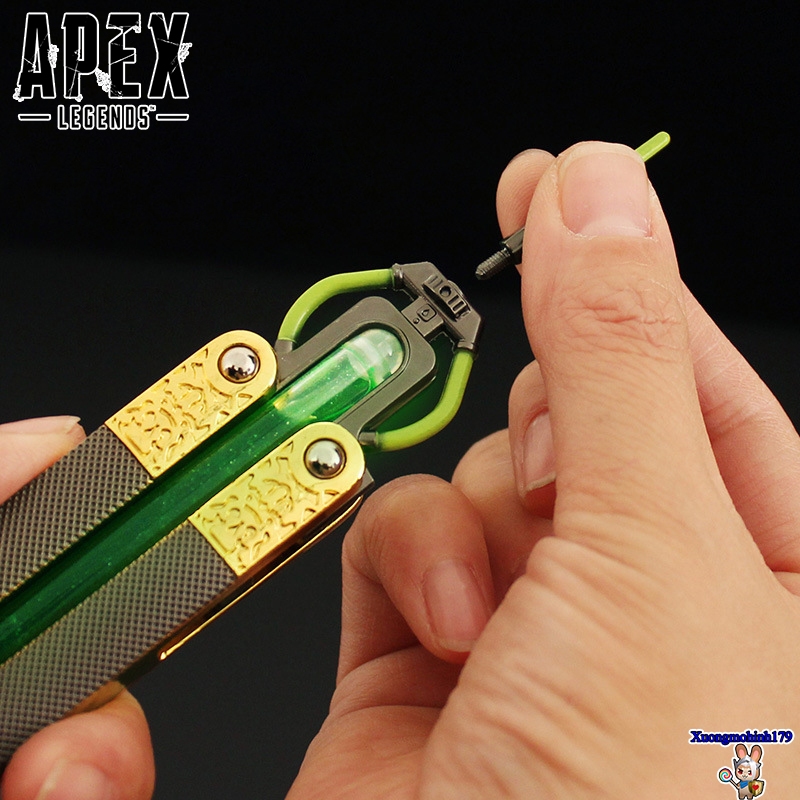 Apex Legend Mô hình Butterfly knife balisong Octane Heirloom full hợp kim 24cm kèm kệ đỡ và bao da