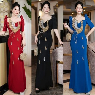 Đầm dạ hội tay con kết đá chim công cao cấp -TK TẶNG HOA TAI THỜI TRANG