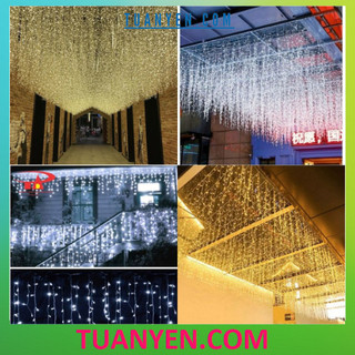 Đèn Led Nháy Rèm 8 mét x 0.6m 32 dây 8 Chế Độ Nháy Trang Trí Tết, Tiệc, Noel, Nhà Hàng Trắng-Vàng